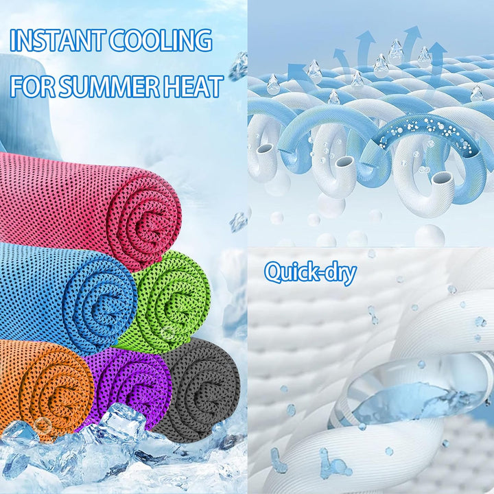 6 Pack Cooling Towels for Neck and Face,Microfiber Cooling Gym Towels,Soft Cooling Neck Towels Rags Cooling Neck Wraps Sweat Towel for Sports,Gym,Yoga,Workout,Running,Camping(40"X12")