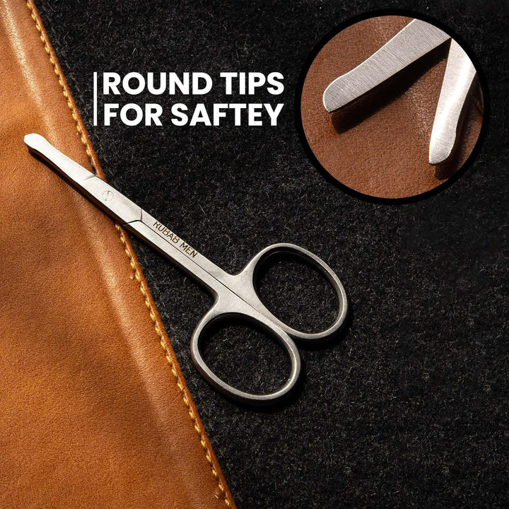 Nasal Safety Personal Grooming Scissor for Nose Hair, Beard, Mustache and Eyebrow | Safety Blunt round Tip & Heavy Duty Non Rusting SS Metal | Travel Friendly