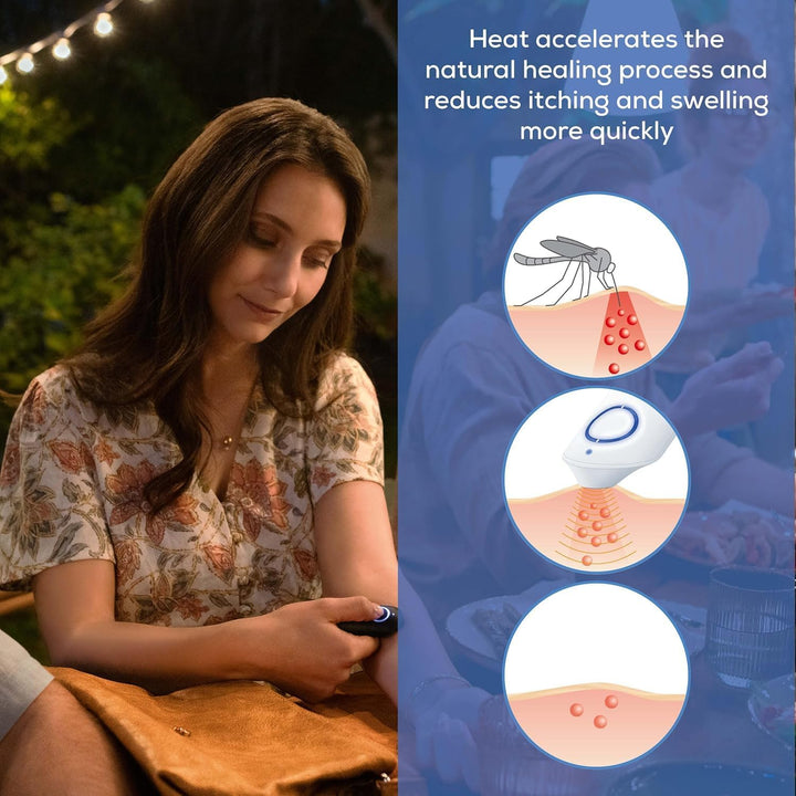 BR90 Insect Bite Healer, Heat Pen for Fast Relief from Mosquito and Insect Bites and Stings, Chemical-Free Treatment Device with Built-In Led Light for Easy Use Day & Night