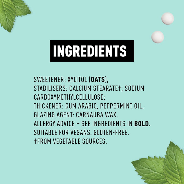 - British Peppermint Mints - 100% Plant Based Xylitol - Freshens Breath - Natural Flavours - Sugar Free Mints - Benefits Oral Health - Mighty Pouch - 50G