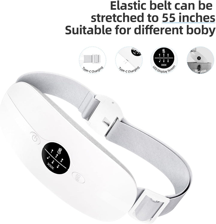 Rechargeable Heat Pad with 3 Heating & Vibration Modes - Period Pain Relief for Back & Stomach - Portable Heating Pad Gift for Women