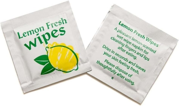 50 X Lemon Fresh Scent Finger Rinses Convenient and Easy to Take Away Travel, Party, Camping, Meal