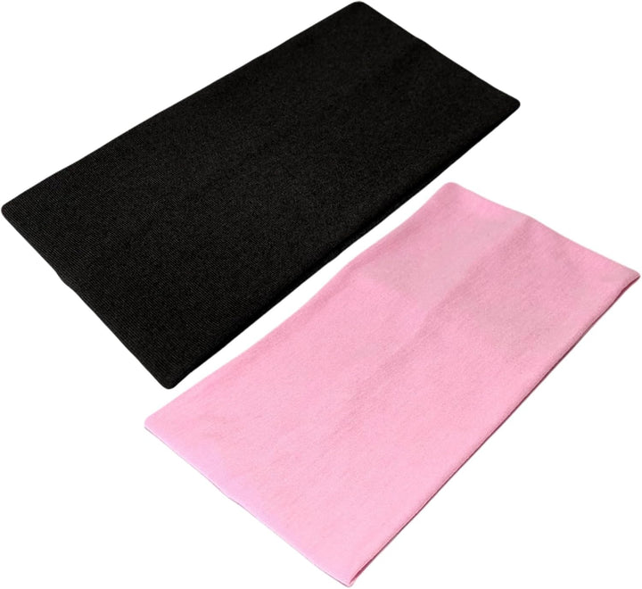 Extra Wide Headbands 11Cm Plain Stretchy Kylie Head Band 2 Pack Unisex Bandeau Headbands for Women & Men Soft Hairbands Yoga Bandana Headband (Black)