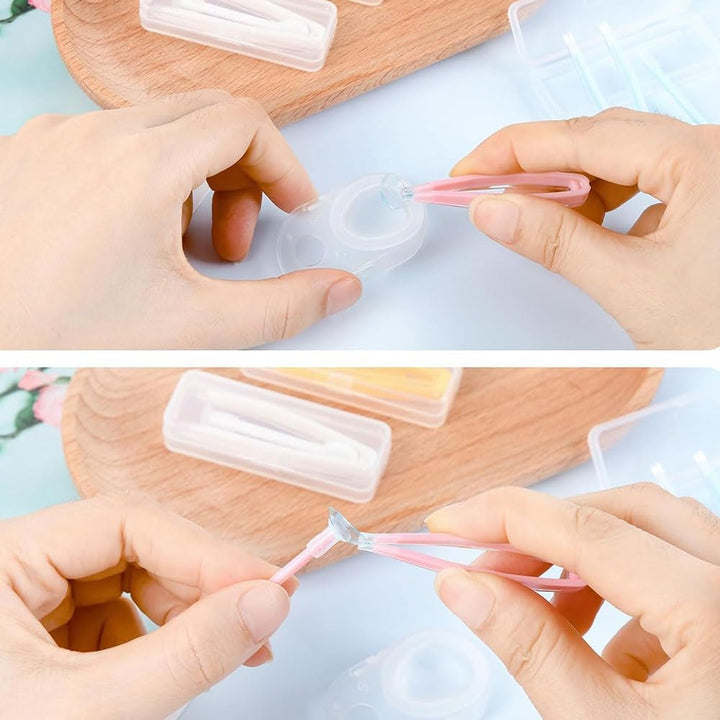 2 Pcs Contact Lens Tweezers Contact Lens Sucker Stick Set Contact Lenses Removal Tool Contact Lens Remover Tweezers and Inserter Kit with Soft Tip Contact Lenses Remover and Insertion Tool