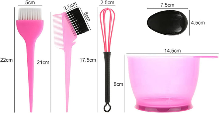 5PCS Hair Dye Color Brush and Bowl Set Ear Caps Dye Mixer Hair Tint Dying Coloring Applicator