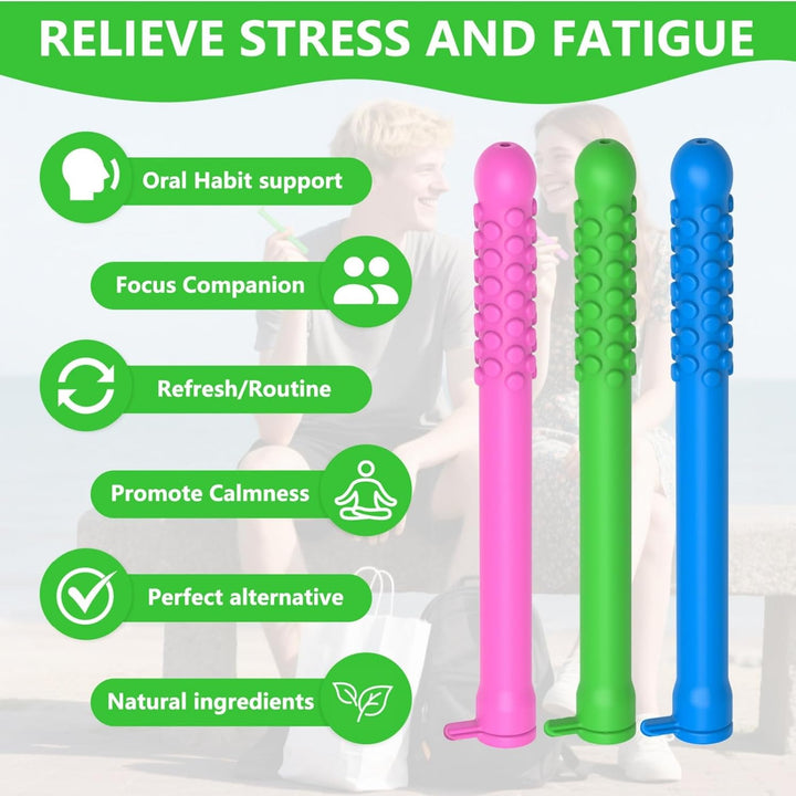 6PCS Chewable Essential Oil Breath Stick,Portable Aromatherapy for Fresh Breath,Essential Oil Inhaler for Respir/Atory Support,Chewable Breather Sticks,Chewable Puffer,Stress Relief,Can Take Anywhere