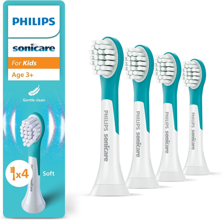 Sonicare for Kids Original Compact Sonic Toothbrush Heads for 3+-Year-Old Kids – 4 Unit Pack in Blue (Model HX6034/33)