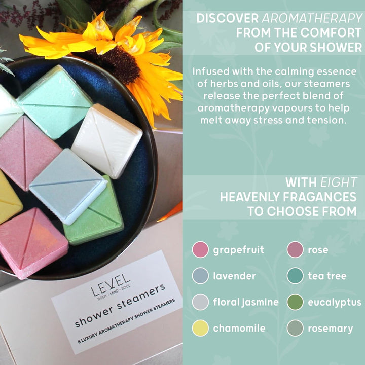 Aromatherapy Shower Steamers - Relaxing, 8 Pack - Birthday Gifts for Women - Shower Bombs with Multiple Fragrances - Self Care Relaxation, Body Restore