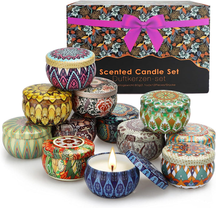 Candles-Scented Candles Gifts for Women,9 Pack Soy Wax Candle Set for Female Friend-Long Burning Aromatherapy Tin Candles for Birthday,Mother,Eid,Anniversary