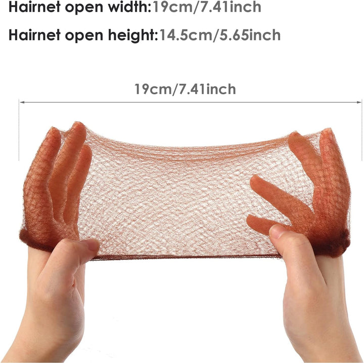Bun Nets,20 Pcs Individual Package Invisible Hair Nets 20 Inch Reusable Nylon Hair Nets for Buns Invisible Elastic Edge Mesh for Ballet Bun Sleeping Women Wig Brown