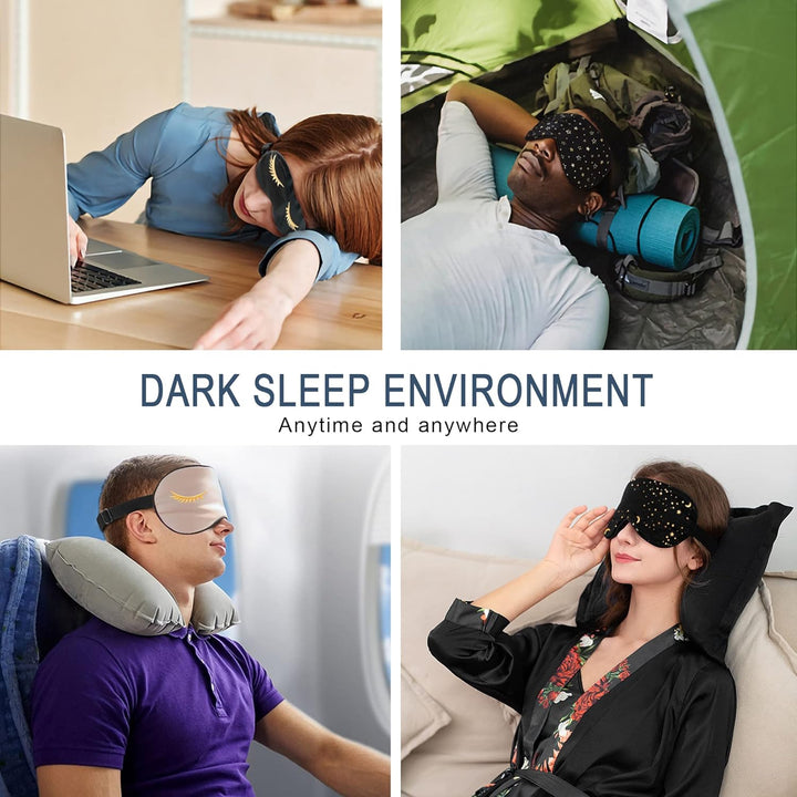 100% Silk Sleep Mask with Adjustable Strap,Comfortable and Super Soft Eye Mask Ultimate Sleeping Aid,Blindford Golden Moon