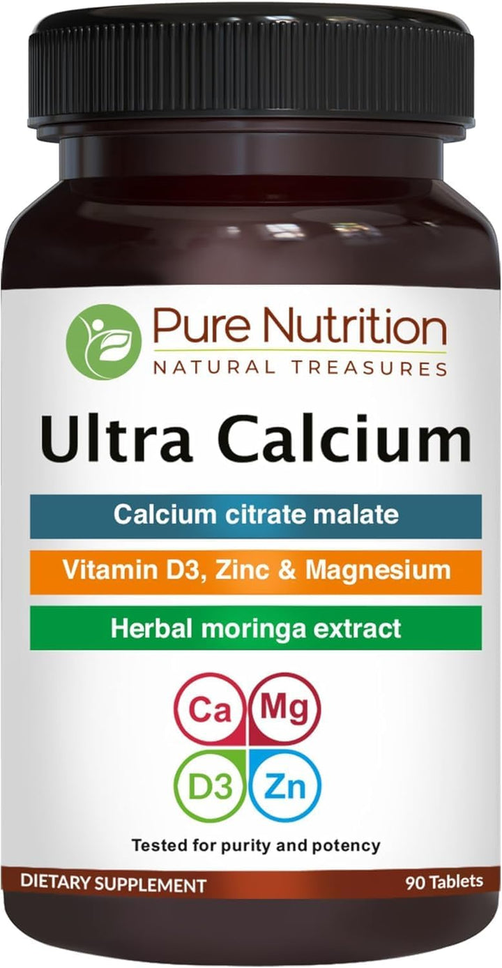 Pure Nutrition Cal D - Plant Based Calcium with VIT D3 K2 & Magnesium | 120 Tabs | 500Mg Vegan Calcium per Serving | Supplement for Bone Health