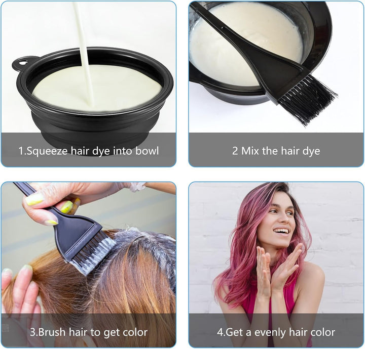 10 Pcs Hair Dye Coloring Set Colouring Kit, DIY Beauty Salon Hair Dye Bleaching Tools Kit, Including Brush, Mixing Bowl, Ear Cover, Shawl, Gloves, Clips