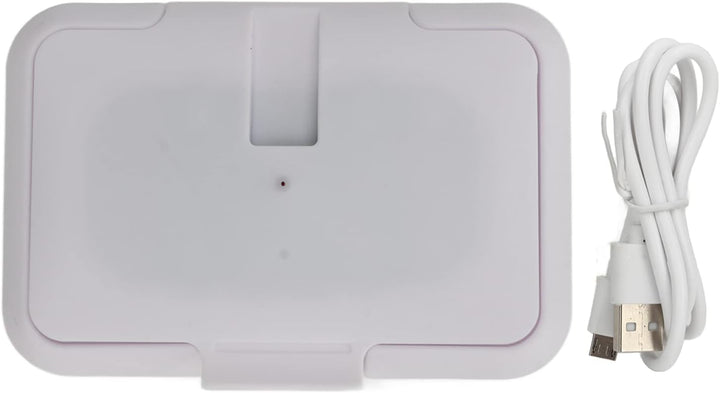 Portable Baby Wipes Dispenser Warmer, Ultrathin Heating Element, Constant Temperature Moist & Warm Wipes Holder for Babies, White