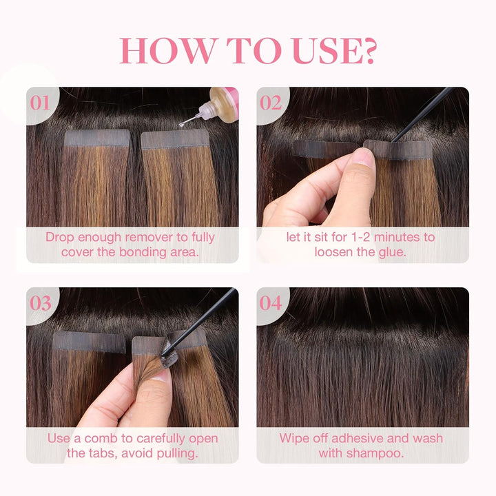 Tape Hair Extension Remover, Wig Glue Remover, Removes Hair Glue, Double Sided Extension Tape, Fast Acting Hair Extensions Remover 30Ml