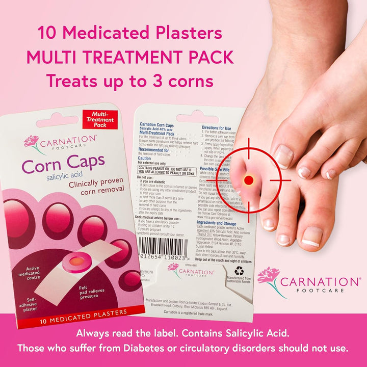 Corn Caps X 10, All-In-One, Salicylic Acid Paste with Soft Felt Corn Ring. Relieves Pressure and Pain. One Step Application.