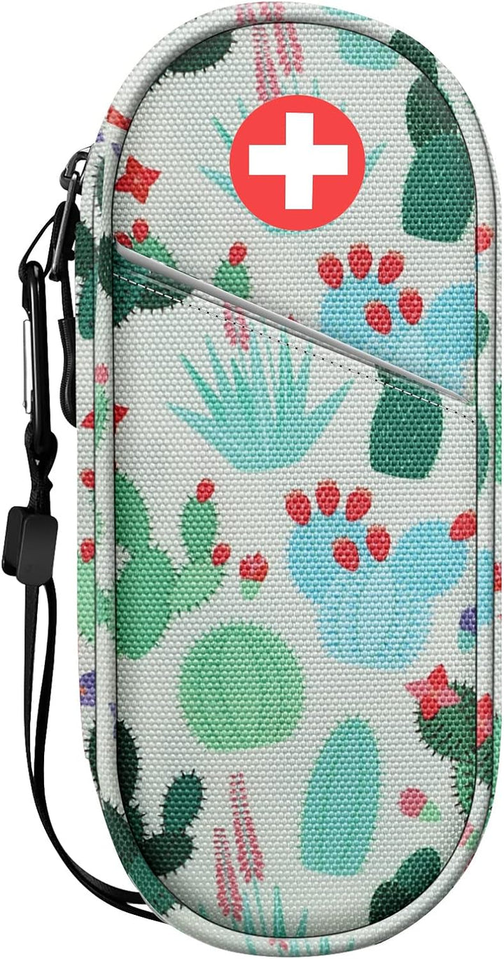 Epipen Medical Carrying Case Insulated, Travel Medication Organizer Bag Emergency Medical Pouch Holds 2 Epipens, Asthma Inhaler, Anti-Histamine, Auvi-Q, Allergy Medicine Essentials, (Red)