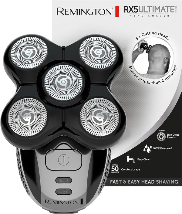 Electric Head Shaver for Bald Men (5 Cutting Heads, Skin Close Results, 0.2Mm), (Waterproof, Detail Trimmer, 50-Minute Runtime, Easy Clean Hair Pocket, Travel Pouch) Electric Razor - XR1501