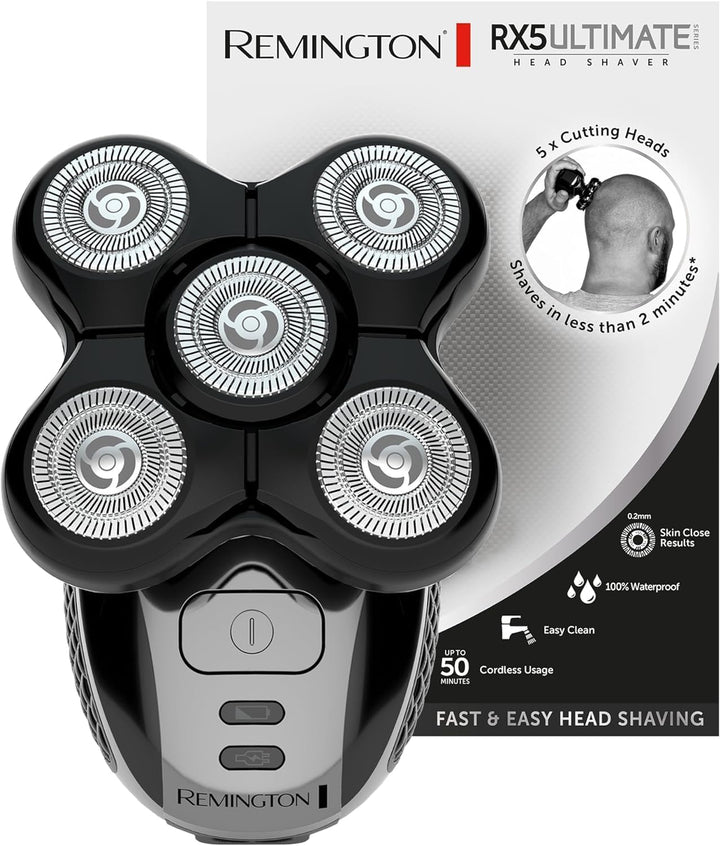 Electric Head Shaver for Bald Men (5 Cutting Heads, Skin Close Results, 0.2Mm), (Waterproof, Detail Trimmer, 50-Minute Runtime, Easy Clean Hair Pocket, Travel Pouch) Electric Razor - XR1501