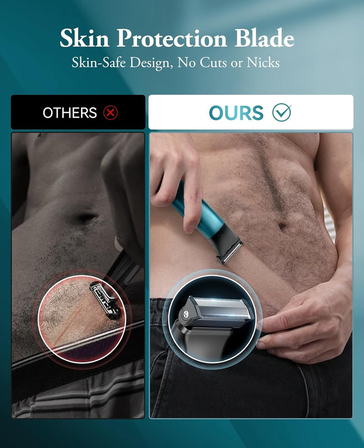 2In1 Manscape Body Hair Trimmer & Beard Trimmer for Men, Safe Cordless Mens Body Shaver for Pube, Waterproof Pubic Groin Hair Shaver for Men, Mens Grooming Kits for Pubic Hair/50 Times Usage