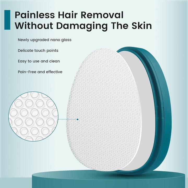 Nano Glass Hair Remover with Upgraded Grinding Surface -Achieving Painless Hair Removal, Crystal Hair Eraser for Portability, Reusable Easy to Use Silky Smooth Crystal Hair Removal Device