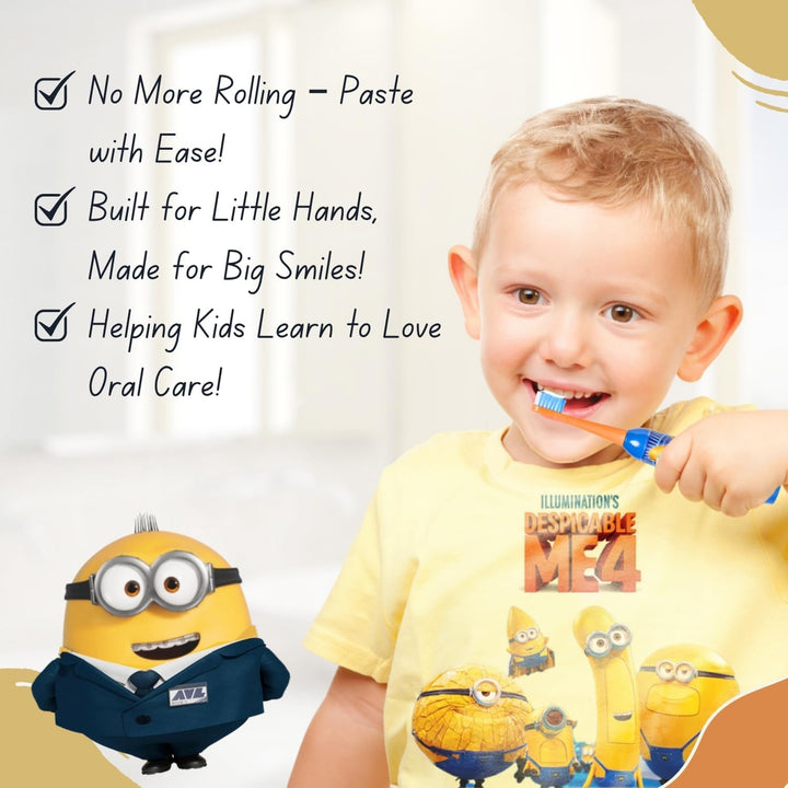 Minions Battery Powered Electric Toothbrush for Kids – Soft Rounded Bristles, Enhanced Vibration, Protection Cap & Battery Included | Gentle & Fun Oral Care for Children Ages 4+