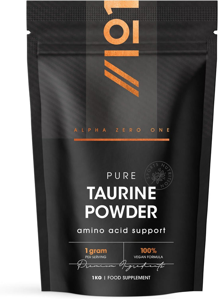 Taurine Powder 1Kg – Fermented L-Taurine Amino Acid Powder – Suitable for Vegans – Resealable and Recyclable Pouch by