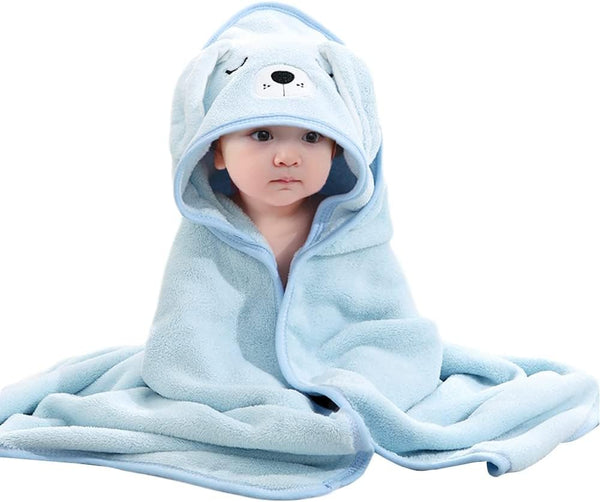 Baby Towels with Hood - Ultra Soft Hooded Baby Bath Towel, Unique Animal Design for Boy & Girl, Blue Dog