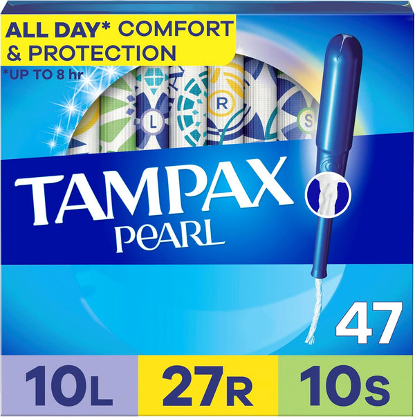 Pearl Plastic Tampons, Multipack, Light/Regular/Super Absorbency, Unscented, 50 Count