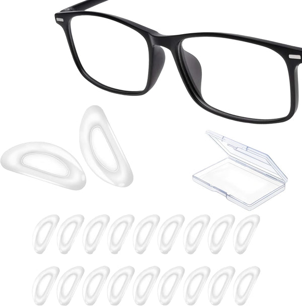 24 Pairs Silicone Nose Pads for Glasses Stick On,Anti-Slip Pads to Stop Glasses Slipping down Nose,Durable & Comfortable Glasses Nose Pads,15 X 6 X 1.5 Mm (Transparent) with Storage Plastic Box