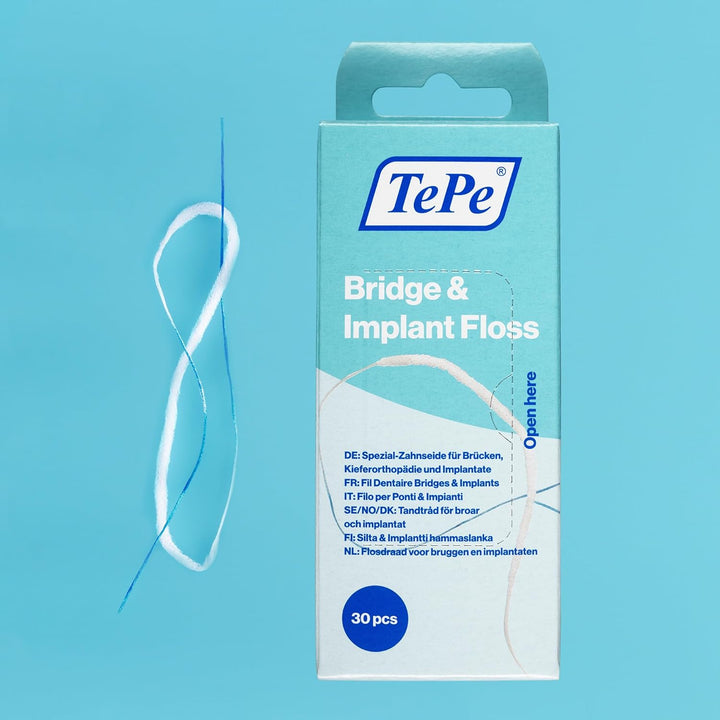 Bridge & Implant Floss, 30Pcs, Wide Dental Floss Suitable for Braces, Bridges, and Implants, Efficient Plaque Remover Tool for in between the Teeth