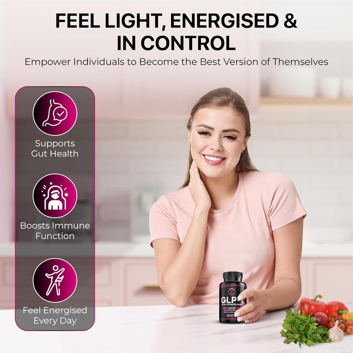 GLP-1 Support 1350Mg, Appetite & Weight Control, Gut Health Support, Natural GLP Supplement with Added Probiotics - 60 Capsules