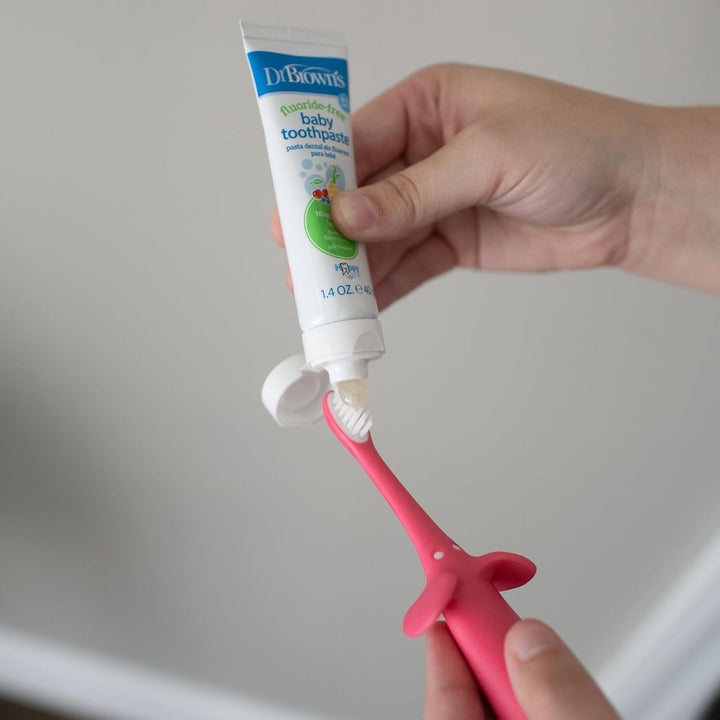 Natural Flow Infant Toothbrush, Toothpaste Combo Pack, Pink