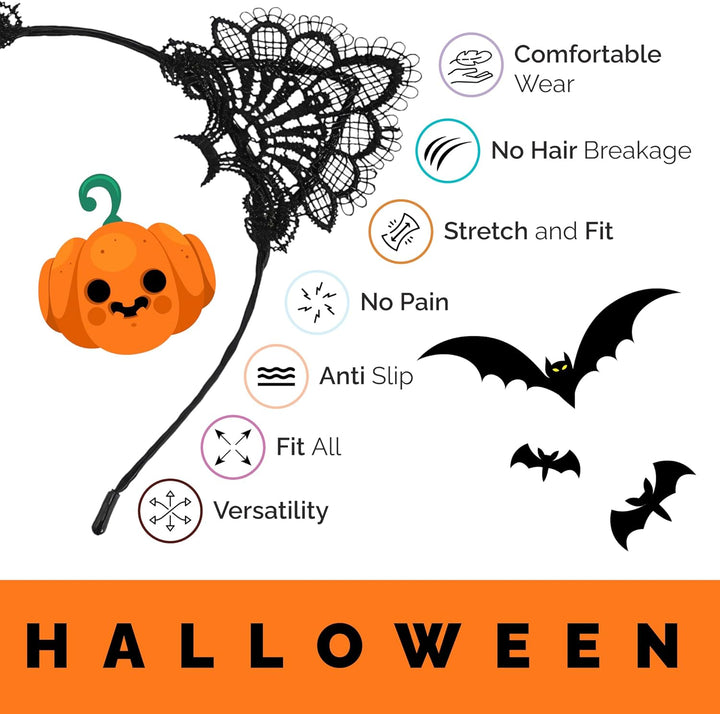 Halloween Cat Ear Headband – Black Cat Ear Hair Accessory for Cosplay, Fancy Dress, Masquerade & Party Costumes, Halloween Cat Ears Headband