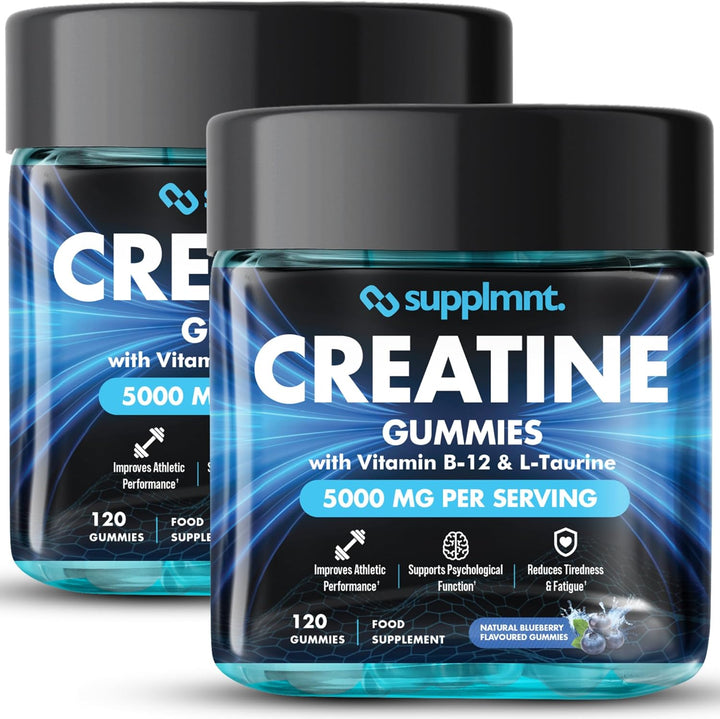 Creatine Gummies 5000Mg Lab-Tested 120Ct Max Strength Muscle Growth/Recovery Supplements for Men & Women Creatine Monohydrate B12 & L-Taurine Vegan Gym Pre Workout Gummies, (Blueberry)