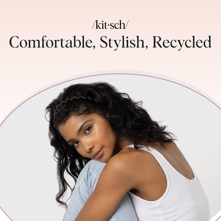 Zig Zag Headbands - Recycled Plastic Hair Band for Men & Women | Classic 90S Hairband | Mens Headband | Wavy Headband with Teeth | Hair Headbands for Women, 2Pc (Black&Tort)