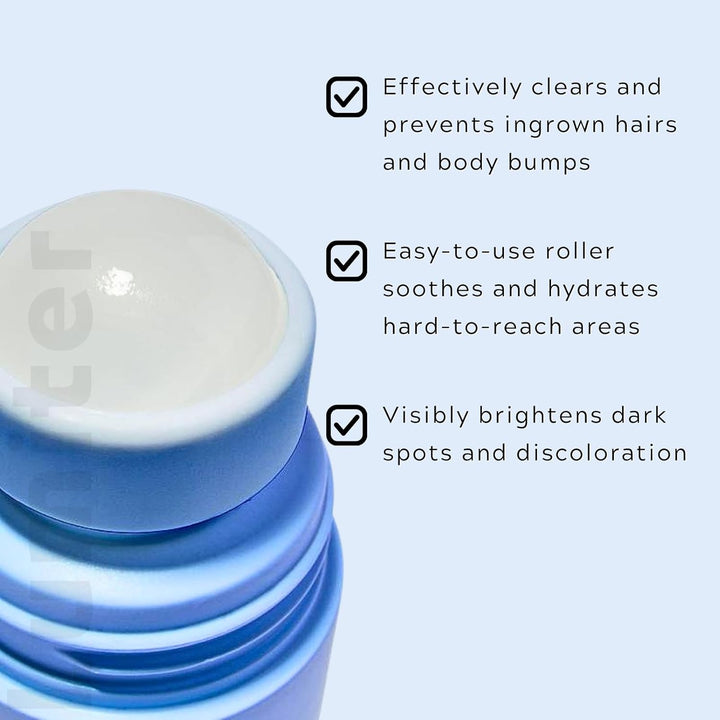 Smoothing Solution Ingrown Hair Treatment, after Shave Soothing Roll on Serum with BHA AHA, Razor Bump & Ingrown Hairs Serum for Men & Women Underarm/Face/Neck/Leg, Tend Skin Solution, 50ML