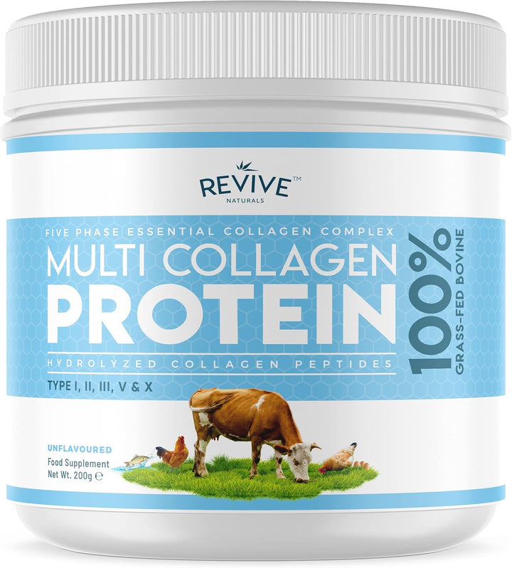 Multi Collagen Protein Powder 400G - Types I, II, III, V & X - Hydrolyzed Grass Fed Bovine, Wild Caught Fish, & Free-Range Chicken & Eggshell Collagen (1 Month Supply) by