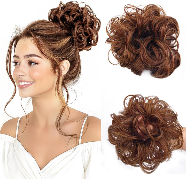 Messy Bun Hair Piece for Women,Curly Wavy Hair Scrunchies Bun Extensions Hairpieces,Synthetic Hair Chignons Accessories Updo for Girls(18/22#,35G)