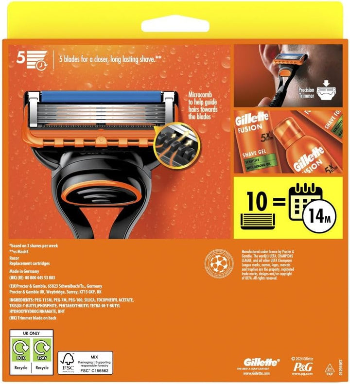 Fusion5 Razor for Men, 1  Razor, 10 Blade Refills