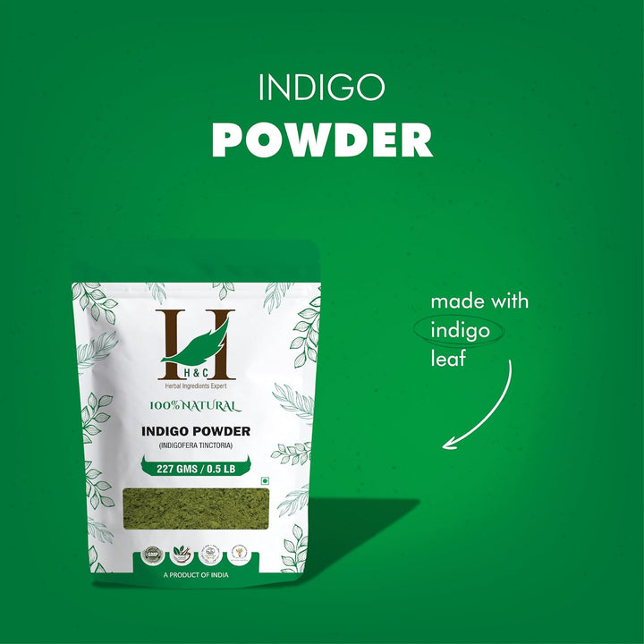 H&C Indigo Powder (Indigofera Tinctoria) - 227G Pack | for Hair Coloring