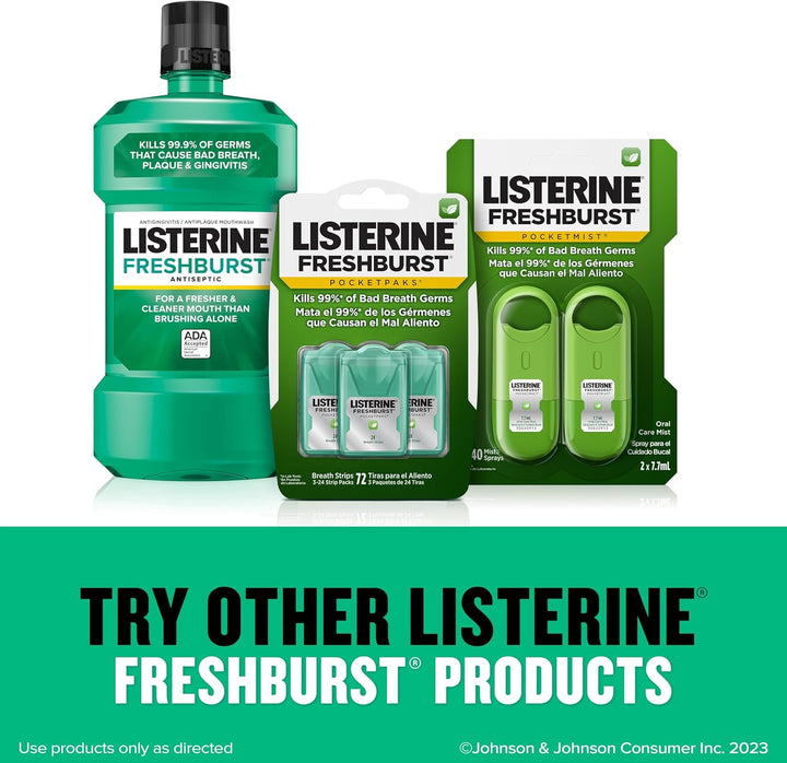 Freshburst Pocketpaks Breath, Dissolving Breath Freshener Kill 99% of Germs That Cause Bad Breath, Portable for On-The-Go, Minty Flavor, 72-Strips (Pack of 1)