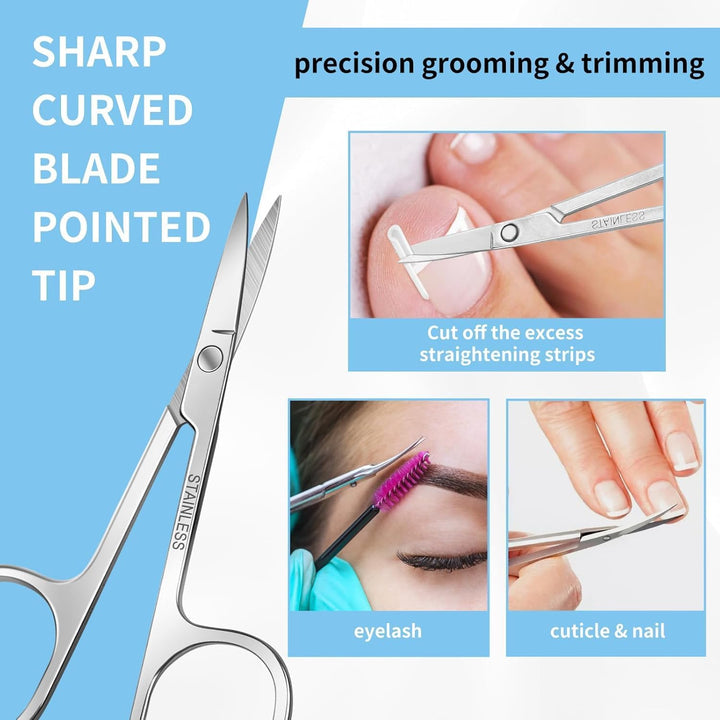 Ingrown Toenail Set - 60 Pcs Pain-Free Straightener Strips -Toe Lifter and Small Scissors- Easy Use Ingrown Toenail Set(Sliver)