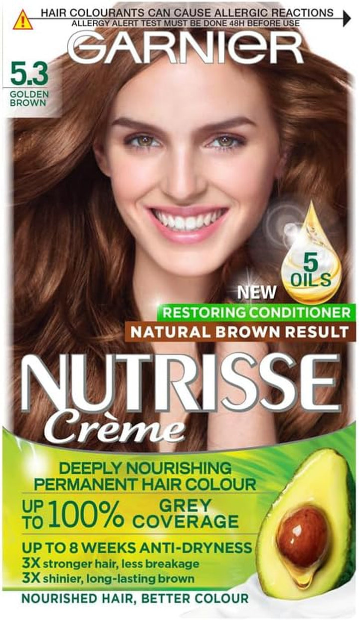 Nutrisse Permanent Hair Dye, Natural-Looking, Hair Colour Result, for All Hair Types, 5 Mocha Brown