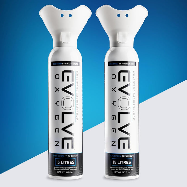 15-Litre Pure Oxygen Canister with Breathing Cup | Portable Oxygen Can | Ideal for Home Use and Outdoor Activities | Designed by Firefighters | Made in Britain | Pack of 2