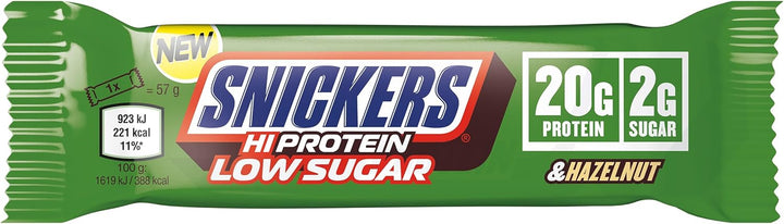 - High Protein Bars | Low Sugar, Only 2G of Sugar per Bar, Hazelnut and Milk Chocolate Flavour, 12 X 57G Box, 20G Protein