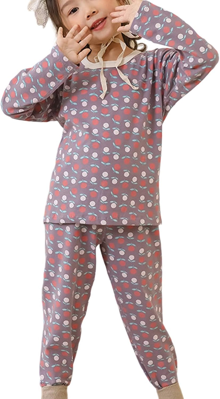 Soft and Cozy Girls Thermal Underwear Long Sleeve Top Pants Loungewear for Toddlers Kids