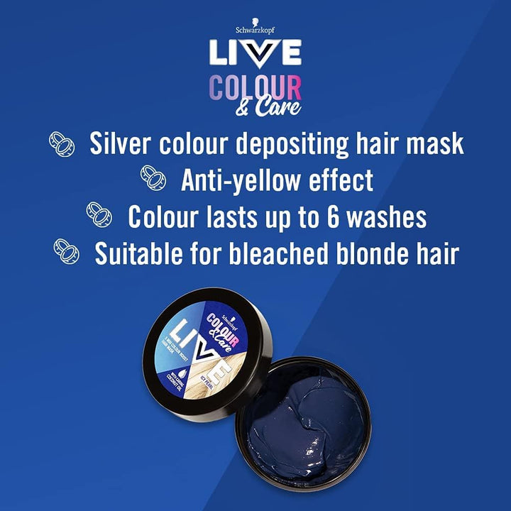 Schwarzkopf  Colour & Care Hair Mask, 5 Minute Wash Out Blonde Toning, Colour Boost, Semi-Permanent Silver Hair Dye, Lasts up to 6 Washes- Icy Pearl, 150Ml