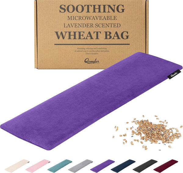 Wheat Bag Microwavable - Moldable Microwavable Heat Pad (48 X 15 Cm) - Fleece, Wheat Filled Microwave Heat Pack - Neck, Shoulder, Back Pain Relief - Reusable & Flexible Heat Pad (Purple)