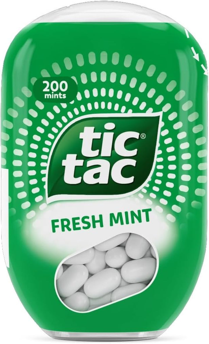 Tic Tac Fresh Mint Sweets, Tic Tacs Sweets for Party Bags, on the Go Refreshment, Bulk Box of 8 X 200 Fresh Mints